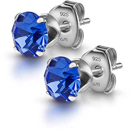 Amberta Damen 925 Sterling Silber Lumini Kristallen Blaue kollektion Ohrstecker