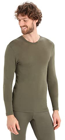 Icebreaker - Top Everyday pour Homme 175 de Poids Moyen - T-Shirt à Manches Longues Col Rond - Couche de Base en 100% Laine Mérinos - Loden, L
