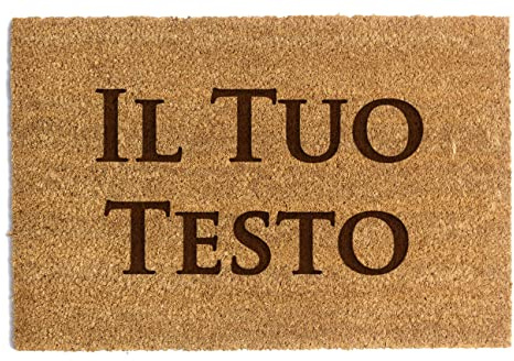 Happenings Zerbino Personalizzato In Fibra Di Cocco Con Testo Libero Tappeto D'ingresso Antiscivolo Naturale La Tua Iscrizioneper l'interno della casa (40 x 60cm, Modello 1)