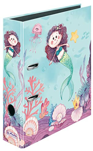herlitz Ordner maX.file, A4, 8cm Rückenbreite, Motiv: Meerjungfrau, Rosa Türkis