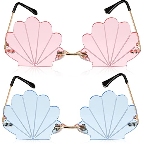 Toddmomy 2 Stücke Mode Muschelförmige Sonnenbrille Randlose Wellensonnenbrille Muschel Sonnenbrille Für Kinder Erwachsene Partybrillen