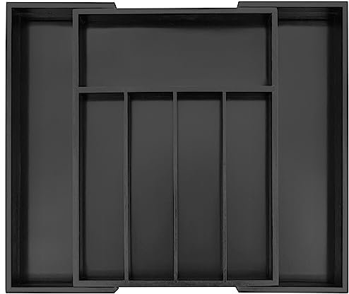 Utoplike Bambus Besteck Schublade Veranstalter, erweiterbar Küche Utensil Schublade Veranstalter, Besteck Tray Divider, Besteck Box Schublade einfügen, Bürobedarf, schwarz 5-7 Slots