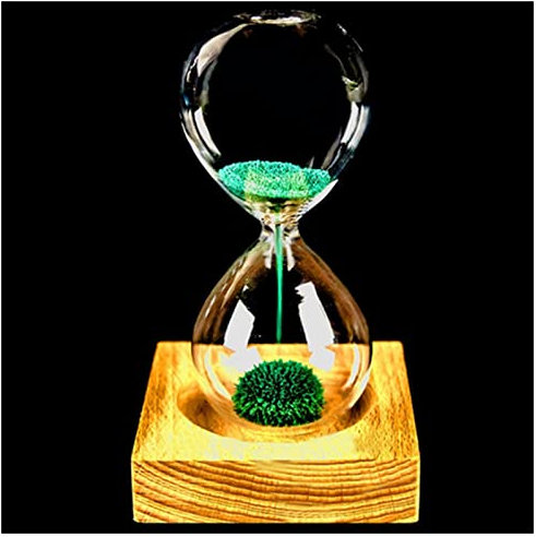 Sablier Verre en Bois + Poudre de Fer Sand en Floraison Sablier magnétique avec Emballage Sabliers 13.5 * 5.5cm Cadeaux de siège en Bois Sablier Magnétique (Size : Green)