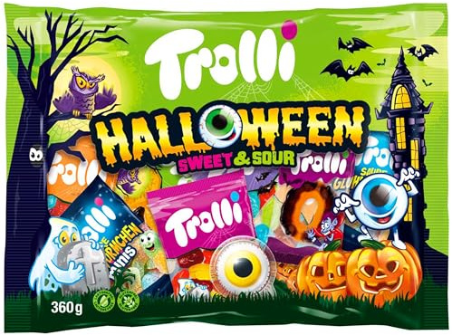 Trolli Halloween Sweet & Sour 360g Großpackung Süßigkeiten Mix mit Glotzer, Saure Würmchen & Dracula