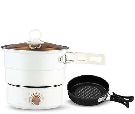 110 V / 220 V Elektrischer Split Topf Klapptopf Multifunktionale Pfanne Dampfgarer Reiskocher Maschine für Suppe Wasserkocher Reisen (Size : 220V, Color : White Non-st