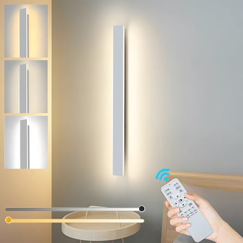ZTWLEED LED Wandleuchte Innen 80CM,32W Wandlampe Dimmbar mit Fernbedienung | 3000K-6000K,10-100% Helligkeitseinstellung Wandleuchte für Schlafzimmer Wohnzimmer Korridor Treppenhaus, 110-240V,Schwarz