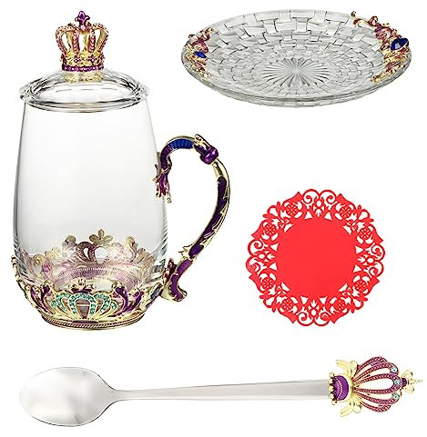 LIFKOME Set Da Tè in Smaltato Fiori Tazze Da Caffè Decorative Per Regali Di Matrimonio Compleanni E Utilizzi Quotidiani