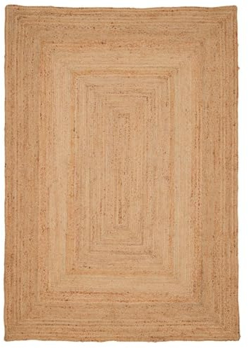 Jute Rug Natural Beige Rustic Golden Rectangular Scandi Bohemian Rug Eco-Friendly Durable Wooden Handwoven Rugs for Living Room, Dining Room Mat, Entrances Large 190cm x 280cm