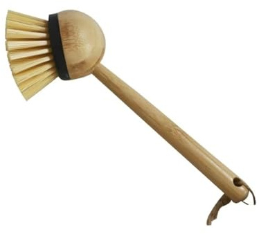 Washing Up Brush for Kitchen with Long Bamboo Handle – Cleaning Brush for Dishes, Pots, Pans, Kitchen Sink – Scrubber Brush Eco Friendly Natural Wooden Bamboo Dish Brush Handle (Bamboo Dish Brush)