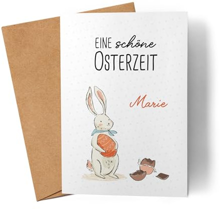 Kiddle-Design Personalisierte Osterkarte mit Namen & Text – Ostermotiv Hase Klappkarte für Ostergrüße Karte zu Ostern Oster Grußkarte