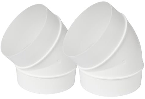4 Inch / 100 mm Pack of 2 Plastic Ducting Pipes - 45 Degree Elbow Hose - Ventilation Round Tube Bend Connector
