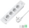 Toma de Empotrar Corriente con 2 USB y 2 Type-C, 4 Tomas Enchufes Multiple Empotrada de Sobremesa con Interruptor, Regleta de Enchufes Empotrada con Cable de 2M para Muebles de Encimera, Blanco