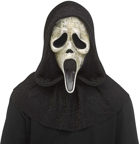 Fun World Ghost Face Deluxe Aged Mask Costume Accessory, Black