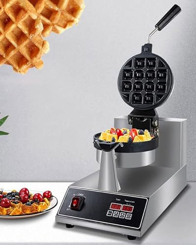 ZYJIX Gaufrier Belge Rotatif, Gaufrier Rotatif 1300 W avec Plaques Antiadhésives, Contrôle Automatique De La Température, Idéal pour Les Gaufres Sucrées Et Salées/Belges