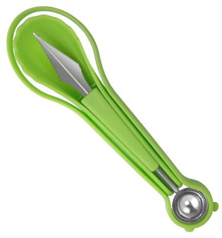 Juego de cortadores de bolas de sandía, pala de frutas y cortadora de bolas, cortador de sandía de doble cara, juego de herramientas para tallar frutas, juego de cortadores de bolas de sandía de acero