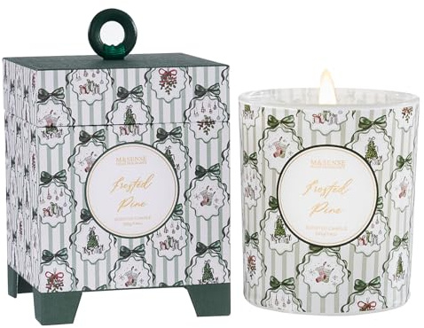M&SENSE Christmas Candles Gifts for Women 210g Frosted Pine 50H Burning Time Natural Soy Wax Candles, Ideal Winter Candle