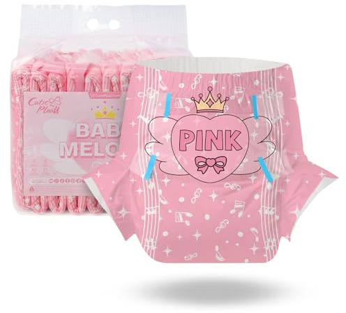 CutiePlusU Windeln für Erwachsene 10 Stück, Einweg-Inkontinenzslip mit Laschen für Frauen und Männer, maximale Saugfähigkeit über Nacht- Kleiner Musiker (Groß 37-47)