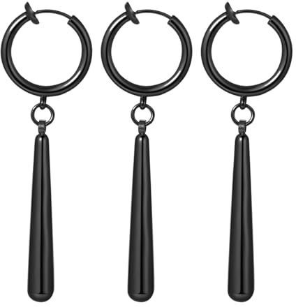 JewelryWe One Piece Ohrringe Herren Edelstahl Roronoa Zoro Creolen Huggie Ohrringe Clip On Hängende Ohrringe Anime Cosplay Schmuck für Lorenor Zorro Fans Anime-Liebhaber