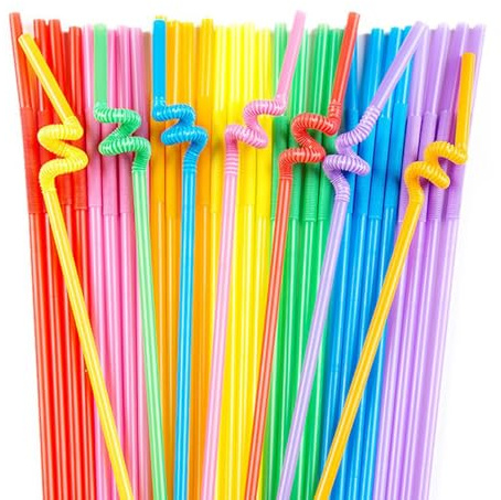 Luszmoax 100PCS 12.6 inch Extra Long Colorful Plastic Straws Disposable,Bendy Straws Drinking Plastic,Party Fancy Flexible Disposable Straw