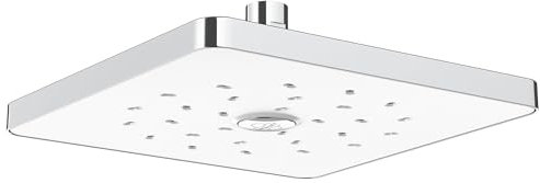 Methven Satinjet Square 9 / 230mm Fixed Overhead Shower Head with Swivel Joint in Chrome & White - Ultra Wide Water Saving Full Body Coverage - 9lpm for All Pressures - Ceiling Wall Drencher