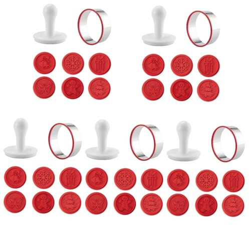 PRETYZOOM 5 Set timbro biscotto muesli timbri per biscotti natalizi pres biscotti natale crackers natalizi tagliabiscotti resistente all'usura timbro per biscotti Acciaio inossidabile rosso