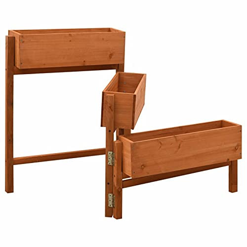 Festnight Hochbeet Balkon Vertikalbeet Hochbeet 3 Etagen Vertikales Blumenbeet mit 3 Pflanzkasten Blumentreppe Blumenkasten Pflanztreppe Gemüsebeet Kräuterbeet Pflanzkübel 60x14x75 cm