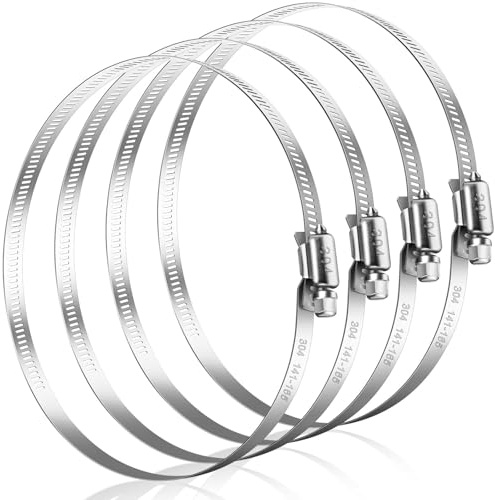 Bolatus Schlauchschellen 141-165mm, 4 Stk Schlauchklemme Edelstahl 304 | Einstellbare Schraubschellen, Rohrschellen Sortiment für Poolschlauch, Lüftungsrohr, Abluftschlauch