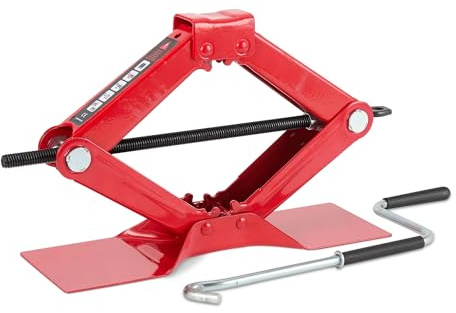 Amazon Basics Scissor and Portable Car Jack, 1.65 Short Ton/1.5 Metric Ton/1.5 Tonne/1500 kg Capacity, Red