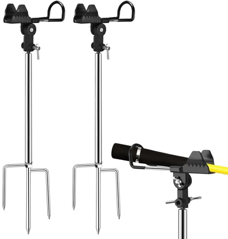 PORFOYO Supporto per Canna da Pesca, 2 Pezzi, Acciaio Inox, 360 Gradi, Regolabile, Portatile, Nero