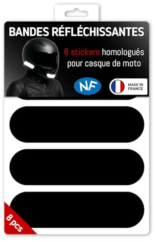 Wraplab - Set mit 8 reflektierenden Aufklebern für Motorradhelme - Zugelassen in Frankreich - Hohe Sichtbarkeit bei Nacht - Hergestellt in Frankreich