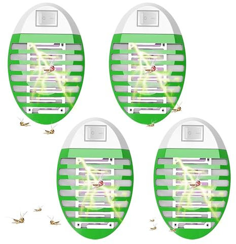 Mückenschutz, Mückenfalle Elektrischer, Insektenvernichter Elektrisch, Steckdosen-Insektenvernichter mit UV-Licht, mückenfalle, für Fliegen, Mücken, Motten, Küche, für Schlafzimmer, Indoor (4 Pack)