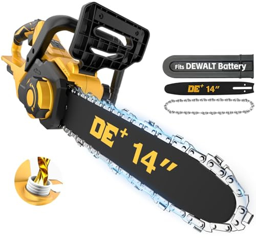 APEXPOWER 14 Inch Brushless Electric Chainsaw Cordless, for Dewalt 20V Battery, Mini Chain Saw w/Auto Oiler, Low Kickback, Battery Powered Chainsaw for Tree Trimming, Storm Clean-Up, Firewood Cutting
