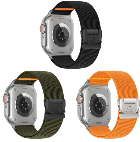 Nylon Correa para Apple Watch Series 10 46mm, Correa Elástica de Nylon Trenzado de Repuesto Pulsera para iWatch SE Series 11/10/9/8/7/6/5/4/3/2/1/Ultra Correas iWatch 49mm 46mm 45mm 44mm 42mm