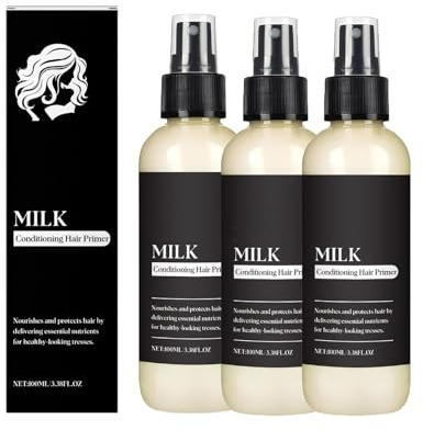 Nutre la imprimación del cabello acondicionador de la leche, desenredado e hidrato el cabello, el control del frizz con proteínas de la leche para todos los tipos de pelos (3PCS)