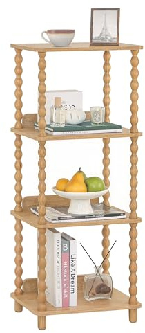 Fultyle Bookshelf, 4-Tier Wooden Bookcase with Open Shelves, Modern Book Shelf for Small Spaces, Bedroom, Living Room and Office with Solid Wood Legs (Rustic Walnut)