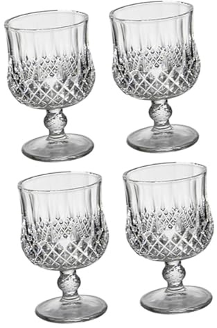 Ciieeo 4pcs Multi-Purpose Glass Goblet Wine Glasses Set Delicate Cut and Design for Sparkling Wine and Red Wine Drinking at Home