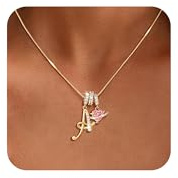 CHESKY Heart Initial Necklaces for Women, 14K Gold Plated A Letter Pendant