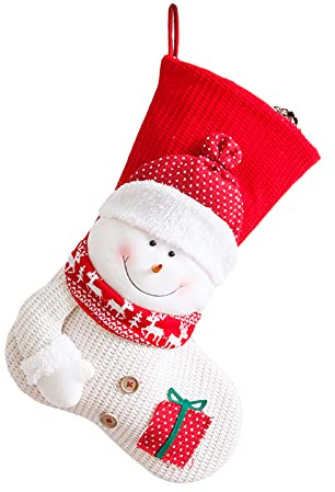 Fictory Großer Weihnachtsstrumpf mit Schneemann- und Rentier-Design, Flanell-Urlaubssocke für Familiengeschenke und Dekoration