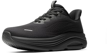 ALLSWIFIT Men's Slip On Wide Toe Box Walking Shoes Hands-Free Barefoot Cushion Running Tennis Arch Support Gym Workout Athletic Fashion Sneakers StediCloud,Size 9.5,All Black,SARS26002M