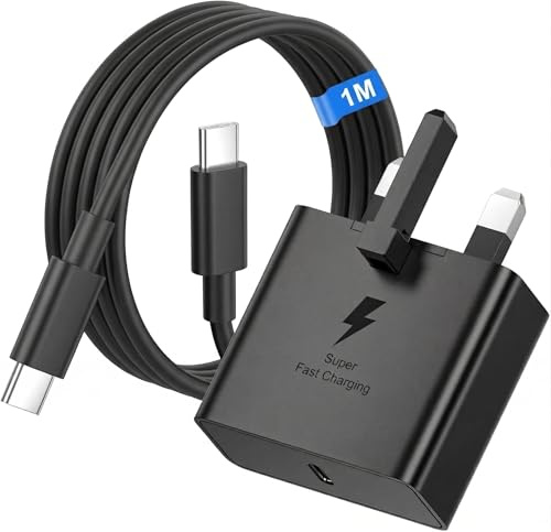 45W USB C Charger UK Plug, Super Fast Charger 2.0 with 1M Type C to C Cable, Fast Charging Block For Samsung Galaxy S26 Ultra/S26+/S25/S24/S23, iPad, Pixel