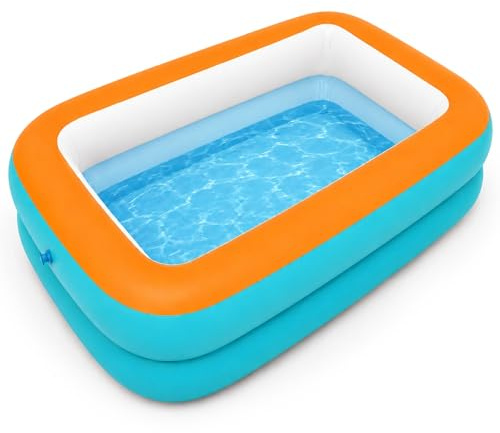 Aufblasbares Planschbecken,105x75cm Swimmingpool,Aufblasbarer Pool,Schwimmbecken,Aufblasbarer Kinderpool,2 Ringen Planschbecken,Tragbare Badewanne,Aufblasbares Baby Schwimmbad
