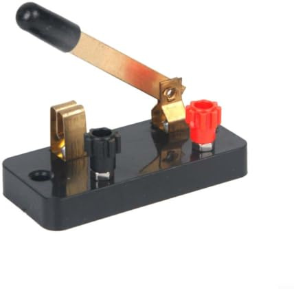 Interrupteur à bascule unipolaire SPST en cuivre et ABS pour l'enseignement de physique et l'école - Bornes à vis sécurisées pour expériences électriques et apprentissage des circuits - Noir 7,5 x 3,5