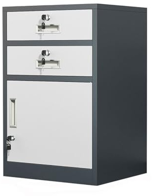 Låsbart metallskåp för hemkontorshyllor och 2 stycken blå le cupboarför säker platsbesparande solutlösningar och nizat.
