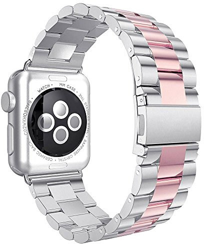 AISPORTS Kompatibel med Apple Watch-rem 41 mm 40 mm 38 mm för kvinnor män, justerbart massivt rostfritt stål sportarmband metallarmband ersättningsrem för Apple Watch serie 9/8/7/6/5/4/3/2/1/SE
