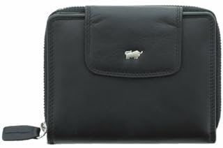 BRAUN BÜFFEL - Geldbörse Damen aus echtem Rindsleder Golf 2.0 - Trifold Geldbeutel Portemonnaie geräumig für Frauen mit 12 Kartenfächern - Zeitlos klassisches Portmonee mit Münzfach - Edles Schwarz