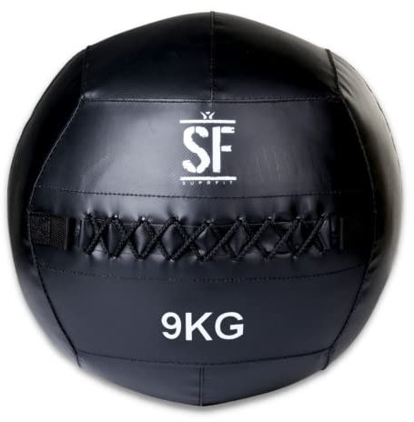 SUPRFIT – Medizinball 9 kg für Cross- & Functional Training – Wall Ball mit weichem Polster & griffiger PVC-Oberfläche – Gewichtsball zum Training von Explosivkraft, Kondition & Koordination