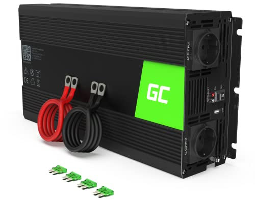Green Cell® 1500W/3000W 12V auf 230V Volt kfz Spannungswandler Wechselrichter Power Solar Inverter DC AC Umwandler Stromwandler Fahrzeuge Wohnwagen Auto Modifizierte Sinus Sine Wave Autoladegerät