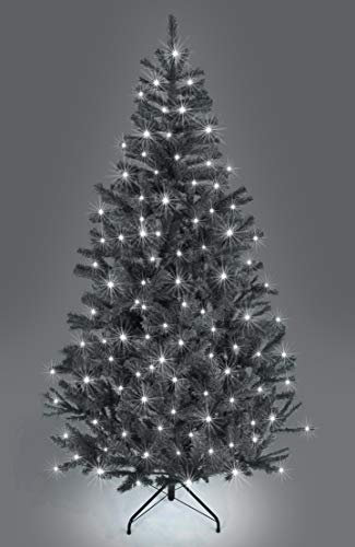 5ft/1.5m Pre-Lit Artificial Christmas Tree Alaskan Pine Black 350 Tips - 130 Cool White LEDs Metal Stand Xmas Home Decorations