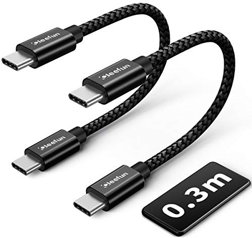 CLEEFUN Cable USB C Corto 30CM 2 Pack, Cable Tipo C 0.3 M Carga Rapida | Carga rápida para iPhone 17/16/16 Pro/16 Plus/15/15 Plus/15 Pro, Galaxy S24 S23 S22, iPad Pro/Air 5/4, etc