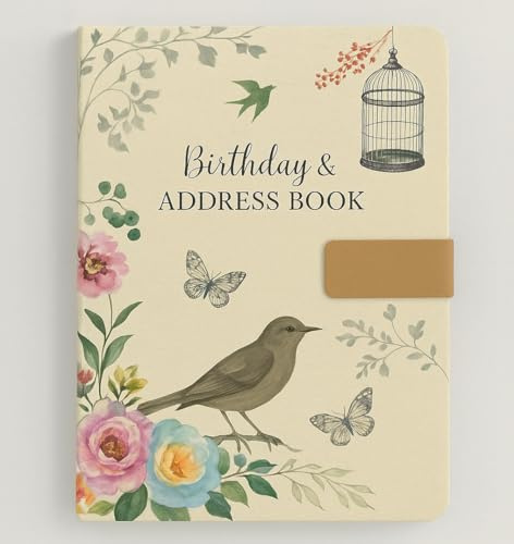 Sixstore Annuaire Téléphonique et Livre d'anniversaire Index A-Z Belle Couverture en Tissu De Style Vintage Couverture Rembourrée Douce de Taille A5 Carnet d'Adresses et d'Anniversaire